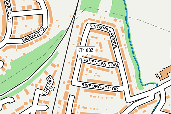 KT4 8BZ map - OS OpenMap – Local (Ordnance Survey)
