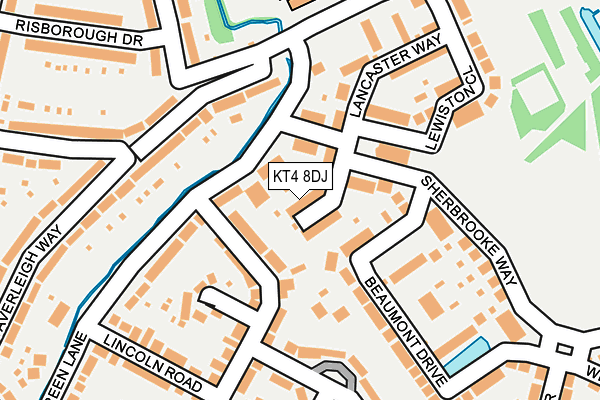 KT4 8DJ map - OS OpenMap – Local (Ordnance Survey)