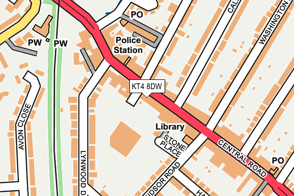 KT4 8DW map - OS OpenMap – Local (Ordnance Survey)