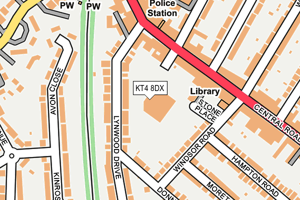 KT4 8DX map - OS OpenMap – Local (Ordnance Survey)