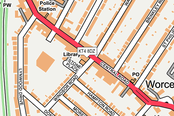 KT4 8DZ map - OS OpenMap – Local (Ordnance Survey)