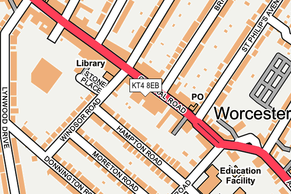 KT4 8EB map - OS OpenMap – Local (Ordnance Survey)