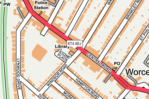 KT4 8EJ map - OS OpenMap – Local (Ordnance Survey)