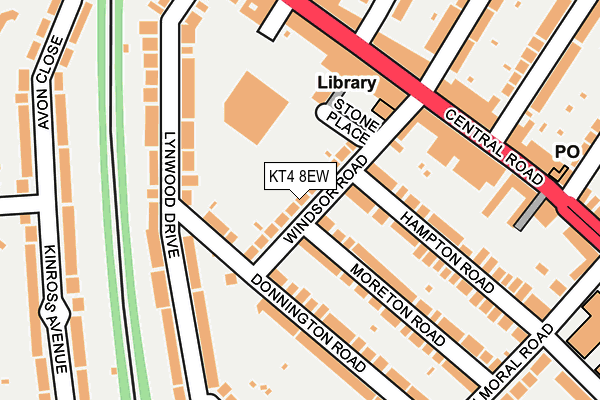 KT4 8EW map - OS OpenMap – Local (Ordnance Survey)