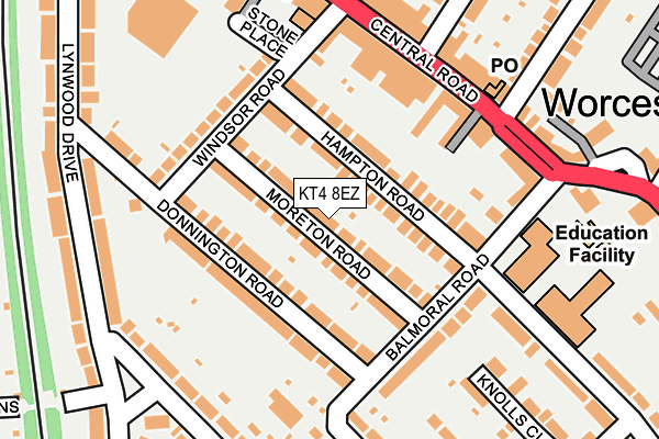 KT4 8EZ map - OS OpenMap – Local (Ordnance Survey)