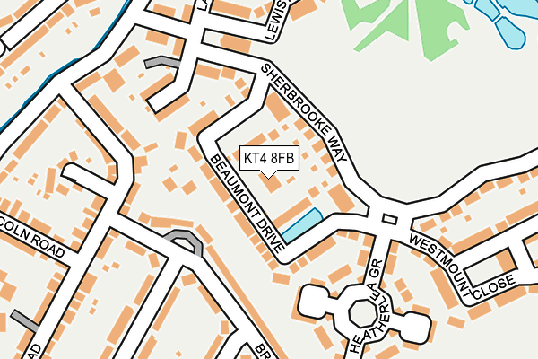 KT4 8FB map - OS OpenMap – Local (Ordnance Survey)