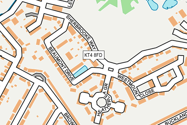 KT4 8FD map - OS OpenMap – Local (Ordnance Survey)