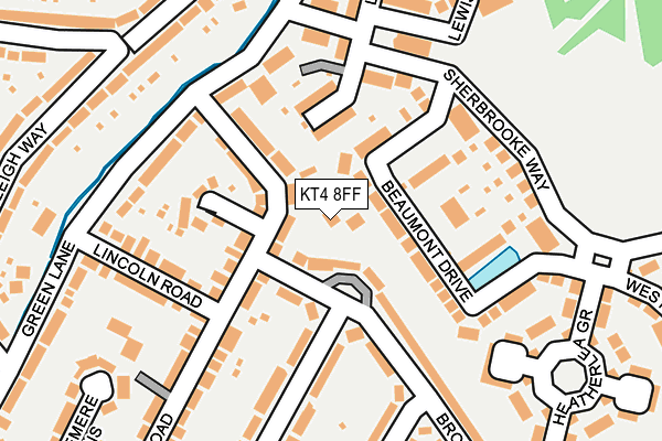 KT4 8FF map - OS OpenMap – Local (Ordnance Survey)