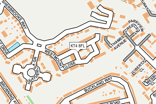 KT4 8FL map - OS OpenMap – Local (Ordnance Survey)