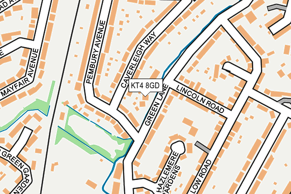 KT4 8GD map - OS OpenMap – Local (Ordnance Survey)