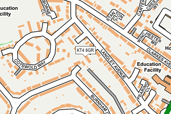 KT4 8GR map - OS OpenMap – Local (Ordnance Survey)