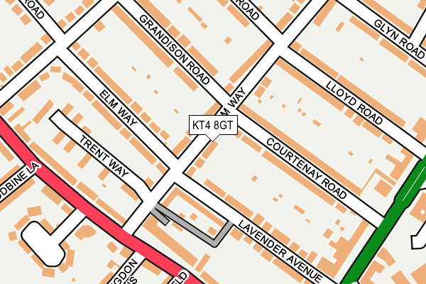 KT4 8GT map - OS OpenMap – Local (Ordnance Survey)