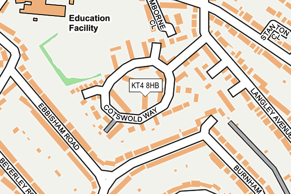 KT4 8HB map - OS OpenMap – Local (Ordnance Survey)