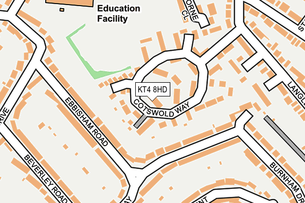 KT4 8HD map - OS OpenMap – Local (Ordnance Survey)