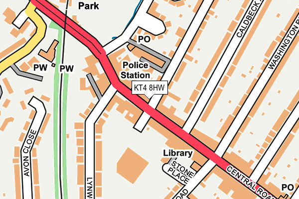 KT4 8HW map - OS OpenMap – Local (Ordnance Survey)