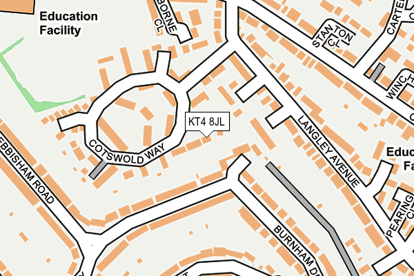 KT4 8JL map - OS OpenMap – Local (Ordnance Survey)