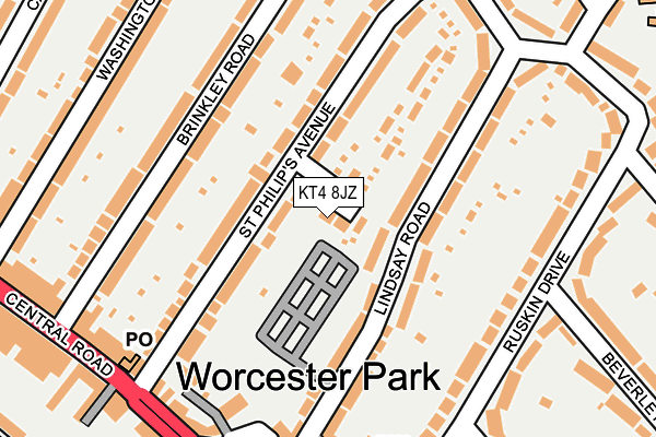 KT4 8JZ map - OS OpenMap – Local (Ordnance Survey)