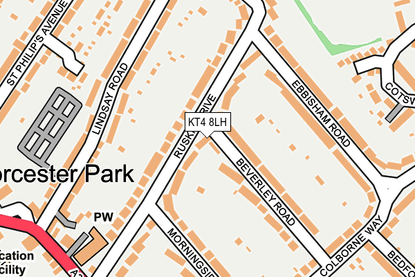 KT4 8LH map - OS OpenMap – Local (Ordnance Survey)