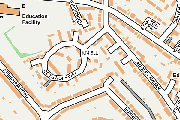 KT4 8LL map - OS OpenMap – Local (Ordnance Survey)
