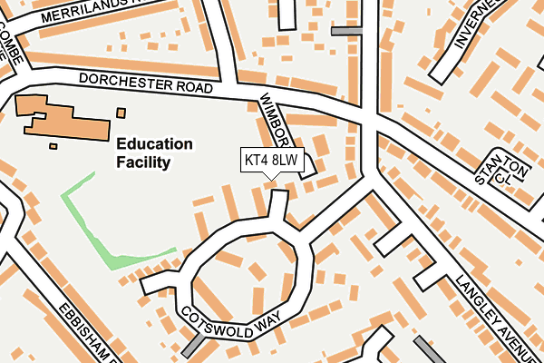 KT4 8LW map - OS OpenMap – Local (Ordnance Survey)
