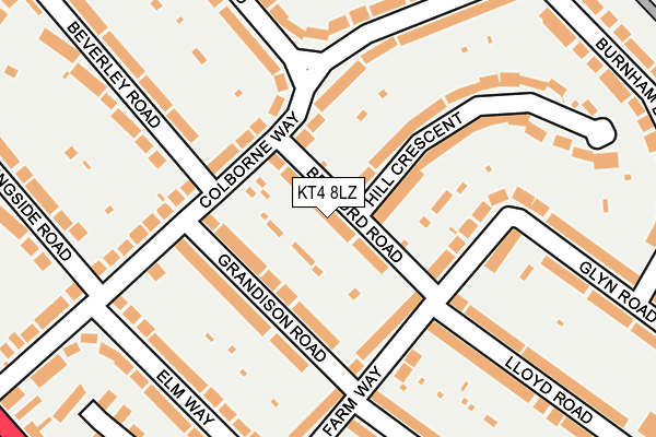 KT4 8LZ map - OS OpenMap – Local (Ordnance Survey)