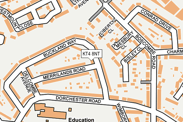 KT4 8NT map - OS OpenMap – Local (Ordnance Survey)