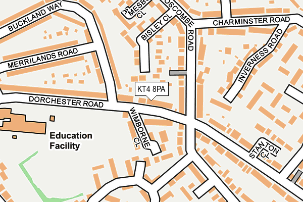 KT4 8PA map - OS OpenMap – Local (Ordnance Survey)