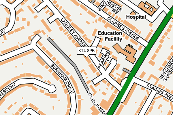 KT4 8PB map - OS OpenMap – Local (Ordnance Survey)