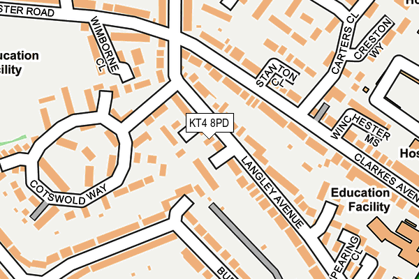 KT4 8PD map - OS OpenMap – Local (Ordnance Survey)