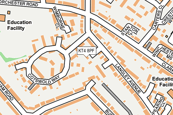 KT4 8PF map - OS OpenMap – Local (Ordnance Survey)