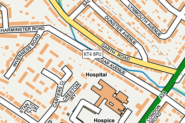 KT4 8PU map - OS OpenMap – Local (Ordnance Survey)