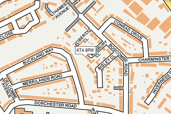 KT4 8PW map - OS OpenMap – Local (Ordnance Survey)