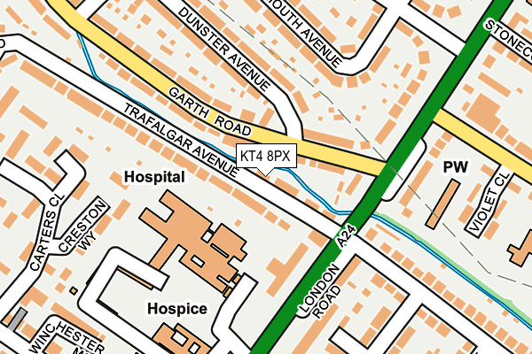 KT4 8PX map - OS OpenMap – Local (Ordnance Survey)