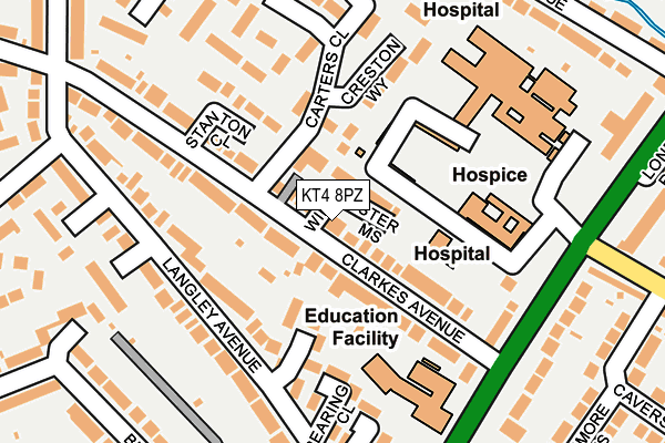 KT4 8PZ map - OS OpenMap – Local (Ordnance Survey)