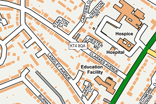 KT4 8QA map - OS OpenMap – Local (Ordnance Survey)