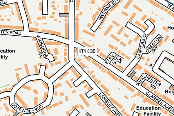 KT4 8QB map - OS OpenMap – Local (Ordnance Survey)