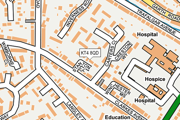 KT4 8QD map - OS OpenMap – Local (Ordnance Survey)