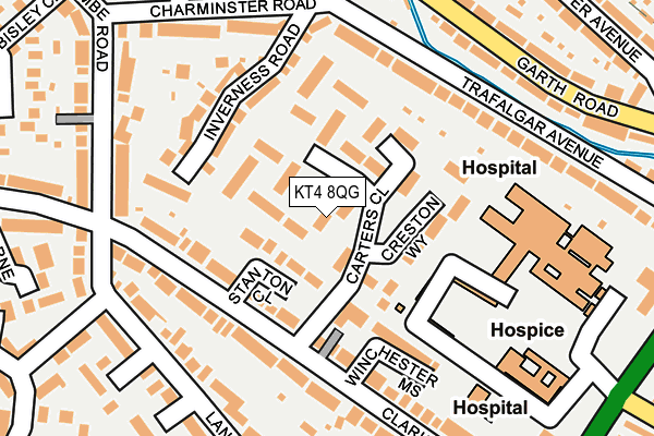 KT4 8QG map - OS OpenMap – Local (Ordnance Survey)
