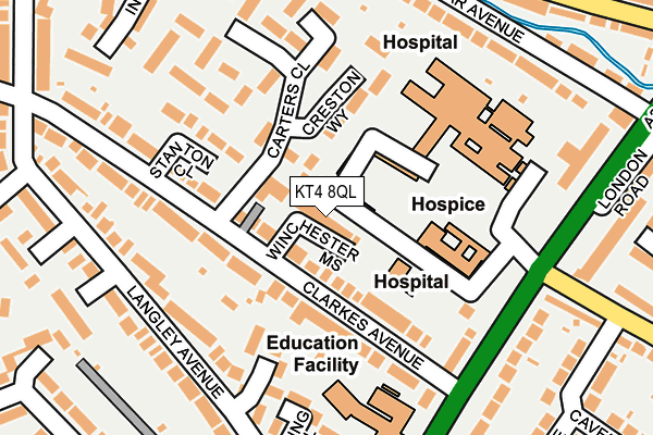 KT4 8QL map - OS OpenMap – Local (Ordnance Survey)