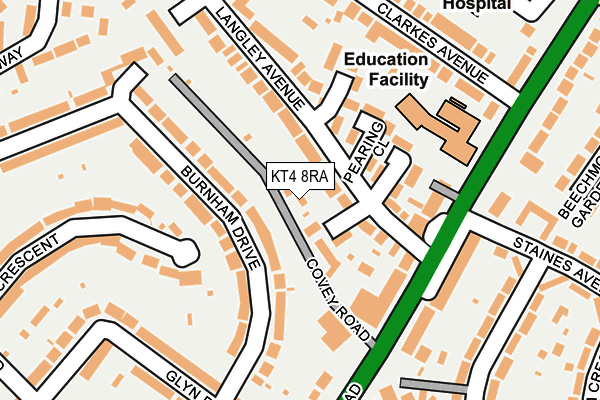 KT4 8RA map - OS OpenMap – Local (Ordnance Survey)
