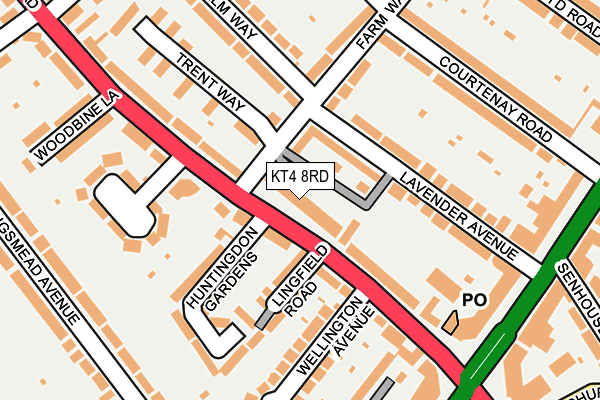 KT4 8RD map - OS OpenMap – Local (Ordnance Survey)