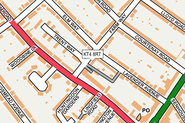 KT4 8RT map - OS OpenMap – Local (Ordnance Survey)