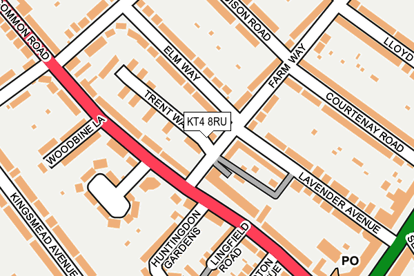 KT4 8RU map - OS OpenMap – Local (Ordnance Survey)