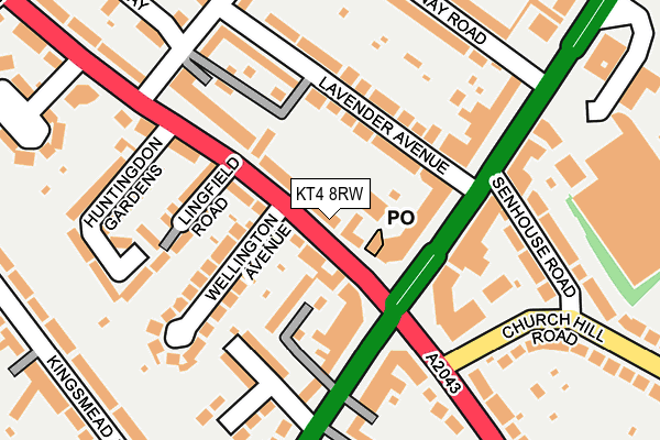 KT4 8RW map - OS OpenMap – Local (Ordnance Survey)