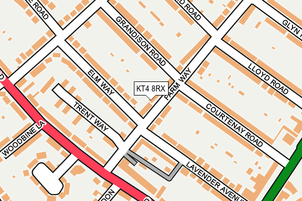 KT4 8RX map - OS OpenMap – Local (Ordnance Survey)
