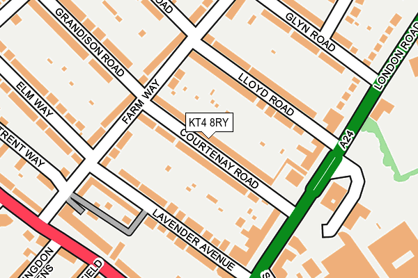 KT4 8RY map - OS OpenMap – Local (Ordnance Survey)