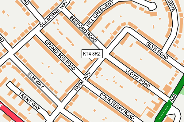 KT4 8RZ map - OS OpenMap – Local (Ordnance Survey)