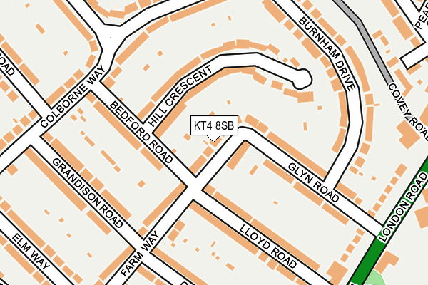 KT4 8SB map - OS OpenMap – Local (Ordnance Survey)