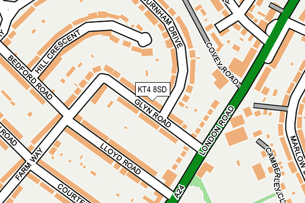 KT4 8SD map - OS OpenMap – Local (Ordnance Survey)