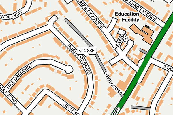 KT4 8SE map - OS OpenMap – Local (Ordnance Survey)